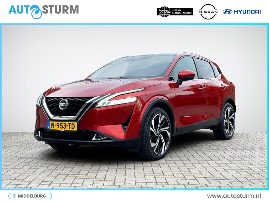 Nissan Qashqai 1.3 mhev xtronic 4wd tekna plus | panoramadak | nappa leder | head-up display | bose audio | stuur- + stoelverwarming | geheugenstoel | rijklaarprijs!